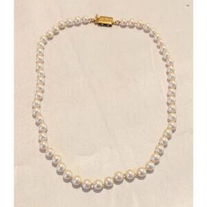 Vintage MONET Glossy White Simulated Pearl Necklace Single Strand 16"